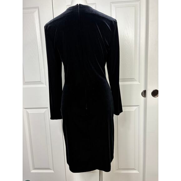 Niki by Niki Livas Black Velvet Velour Sweatheart Cocktail Dress 8 Long Sleeve - Picture 4 of 7